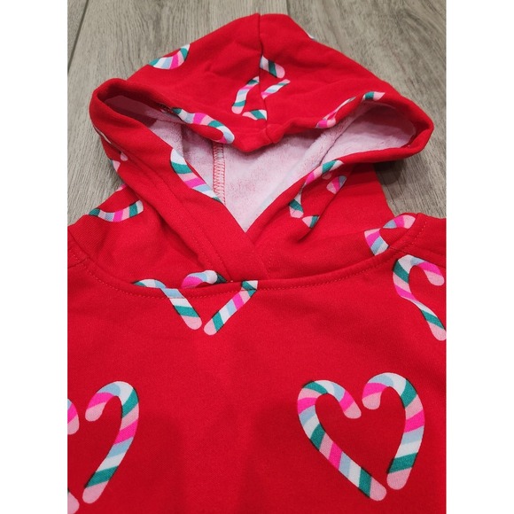 Girls Hoodie Candy Cane Hearts‎ Red Holiday Cabana By Crown & Ivy Christmas 3T - Picture 3 of 6